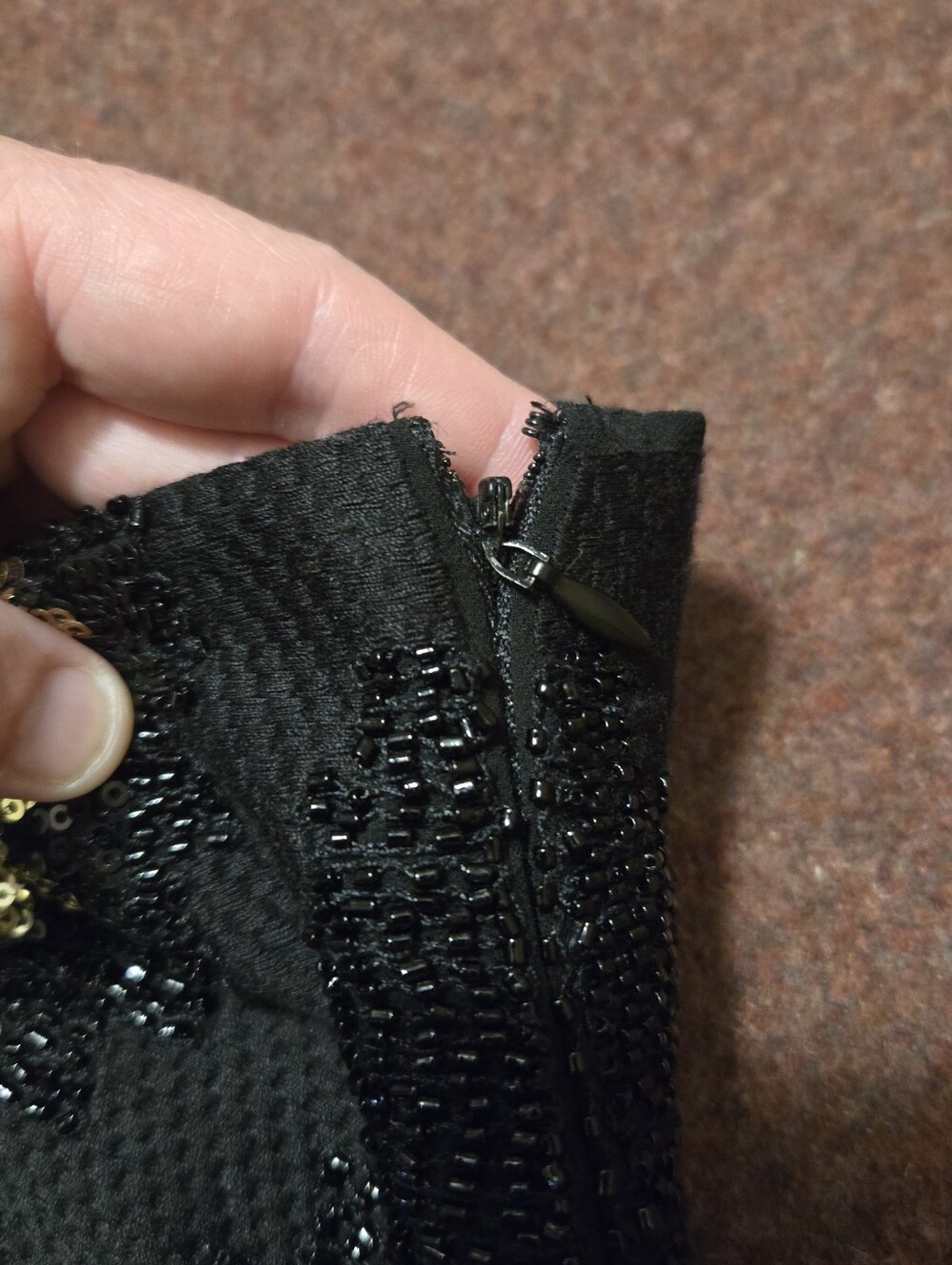 New! Forever 21 Sequin Mini Skirt Gold & Black Size Small Lined Zip Side - Picture 4 of 11